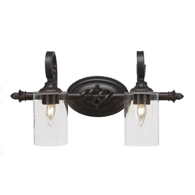 Toltec Lighting Elegante 2 - Light Vanity in  Dark Granite with 4" Clear Bubble Shade