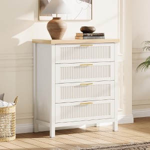 Fluted 4 Drawers Dresser,4 Chest of Dressers, Closet Drawers with Metal Handle, Large Clothes Storage Cabinet for Bedroom, Nursery, Living Room - 1 of 4