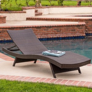PAGED Patio Chaise Lounge Modern Aluminum Frame Recliner with Wooden Side Table Tiltable Lounge Chair for Outside - 1 of 4
