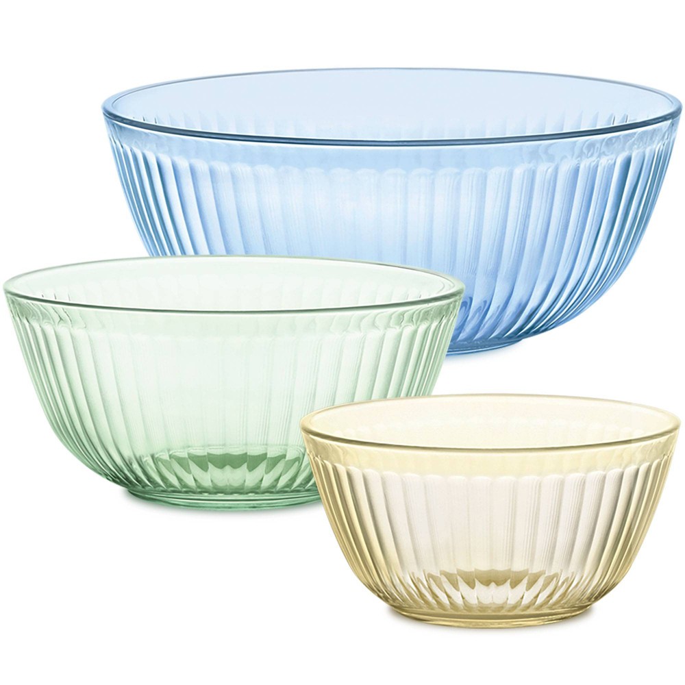 Pyrex Sculpted Tint 3pc Unlidded Mixing Bowl Set