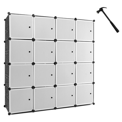 Costway 6.7 in. W White DIY 24-Cube Portable Clothes Wardrobe Cabinet Tower  Wire Closet System Storage Organizer with Doors HW54795 - The Home Depot