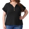 Agnes Orinda Women's Plus Size V Neck Short Sleeve Buttons Loose Casual Waffle Tunic Blouses - 2 of 4