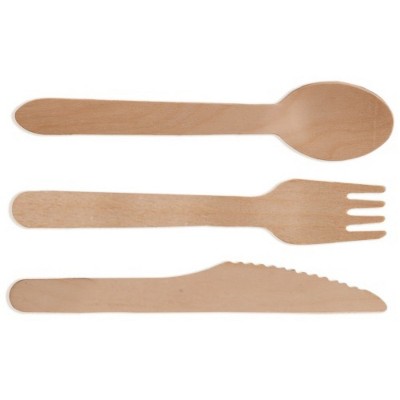 LunaLulinlk Wooden Compostable Utensils Set - 300 Pieces (100 Forks 100 Spoons 100 Knives) Sturdy Wood Disposable Cutlery