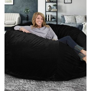 Ultimate Sack 6ft Bean Bag Chair and Footstool, Oversized Comfortable Indoor Floor Lounger, Giant Foam-Filled Furniture for Relaxing, Black Suede - 1 of 4