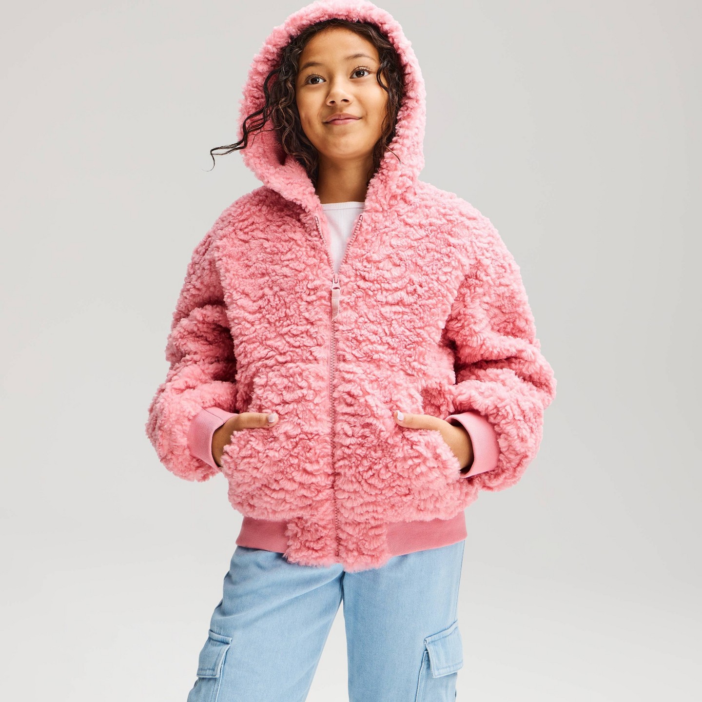 Куртка Cat & Jack Cozy Bomber Jacket для девочек, цвет: Розовый — фото 1