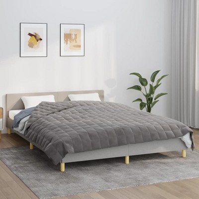 VidaXL Weighted Blanket Gray 86.6 in.x94.5 in. 24.3 lb Fabric