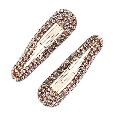 Kitsch Mini Rhinestone Snap Clips - Rose Gold