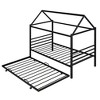 Twin Size House Shape Platform Bed With Trundle, Metal Twin Platform Bed Frame For Teens Bedroom, Easy Assembly - 4 of 4