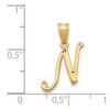 Black Bow Jewelry 14k Yellow Gold, Mimi Collection, Small Script Initial N Pendant - 4 of 4