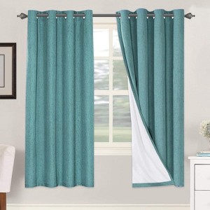 H.Versailtex Linen 100% Blackout Curtains Thermal Insulated Linen Drapes, Grommet White Liner Sold of 2 Panels - 1 of 4