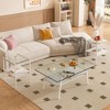 Okak Rectangle Modern 2-Tier Coffee Table with Tempered Glass Top & Metal Legs,Accent Center Table with Open Shelf for Living Room - 3 of 4