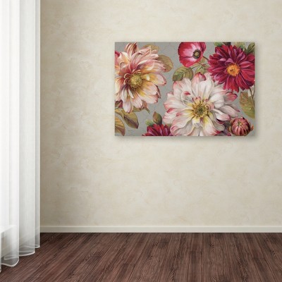 Large Floral Canvas Art with Geometric Background, 22" x 32"
