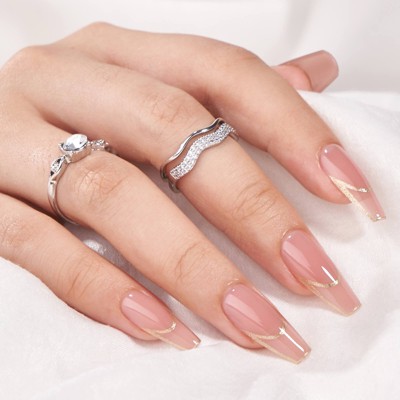 BTArtboxnails Gilded French Coffin Nails - Press On Nails