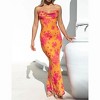Women's Backless Bodycon Dress Adjustable Straps Floral Print Maxi Dress - 2 of 4