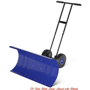 29/36-Inch Wide Snow Shovel w/ Wheels, Heavy Duty Metal Snow Pusher Shovel w/5-Position Angled Blade & Adjustable Handle - 1 of 4
