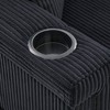 Mocamel Corduroy L-Shaped Sofa Pull-Out Storage Ottoman Pillows 3-Seat USB Charging Cup Holder Convertible Design Living Room Apartment - 4 of 4