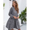 Clearlove Women's Summer Dresses Casual V Neck Button Down Long Sleeve Floral Print Loose Flowy Shirt Dress - 3 of 4