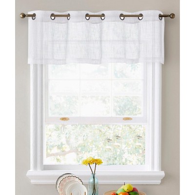 HLC.ME Abbey Faux Linen Sheer Thick Half Short Grommet Curtain Valance Small Windows, Kitchen and Bathroom
