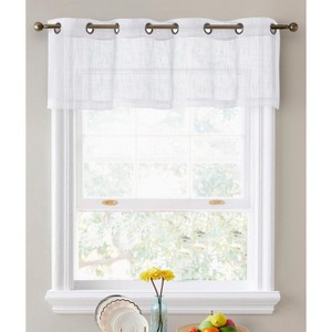 HLC.ME Abbey Faux Linen Sheer Thick Half Short Grommet Curtain Valance Small Windows, Kitchen and Bathroom - 1 of 4