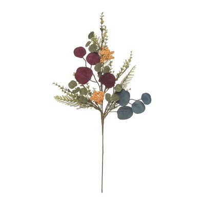 Transpac Polyester 24.02 in. Multicolor Harvest Plum and Floral Contrast Spray
