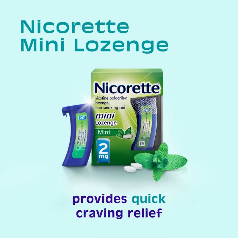 Nicorette 2mg Mini Lozenge Stop Smoking Aid - Mint, 3 of 11