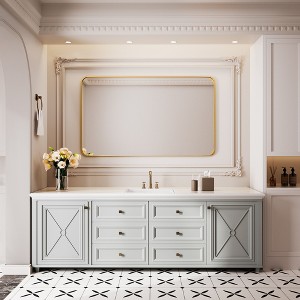 Rectangular Framed Tempered Glass Wall-Mounted Bathroom Vanity Mirror - 1 of 4