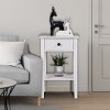 GlasFlength Nightstands Nightstand Modern Bedside Table with Storage Drawer and Open Wood Shelf for Room Modern, White, 16.3"*12.6"*25.6" - 3 of 4