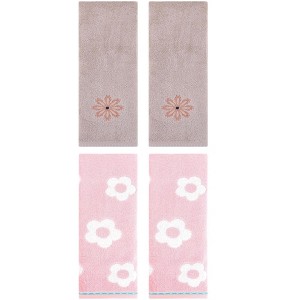 REGALWOVEN 4 Pcs Cute Floral Pattern Cotton Bathroom Soft Absorbent Hand Towel - 1 of 4