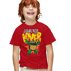 Teenage Mutant Ninja Turtles: Mutant Mayhem Pizza Lover Kids T Shirt For Youth, Red - 1 of 4