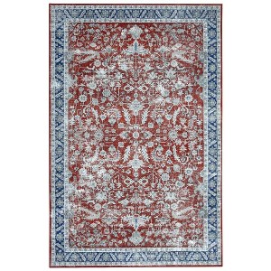 Large Rug 8x10 Vintage Rug Medallion Floral Indoor Carpet Machine Washable with Non-Slip Backing Area Rug for Dining Room Nursery Home Office, Red - 1 of 4