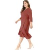 Agnes Orinda Women's Plus Size Cocktail V-neck Wrap Ruffled Midi Bodycon Dresses - 3 of 4
