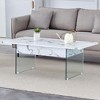 Lirago Multifunctional Lift Top Coffee Table-White Marble Pattern with Tempered Glass Legs, Modern Design for Living Room & Office - 2 of 4