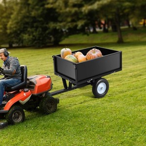 Heavy Duty Steel ATV UTV Trailer, Tow Behind Dump Cart with Removable Sides, Garden Yard Wagon for Tractor - 1 of 4