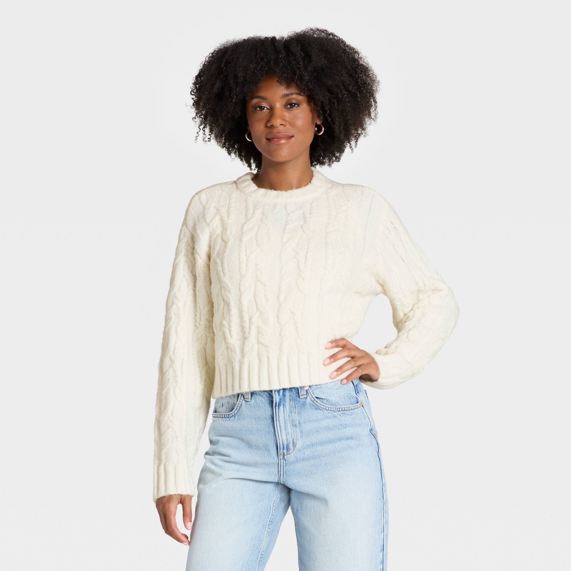 Women's Cozy Cable Crewneck Pullover Sweater - Universal Thread™