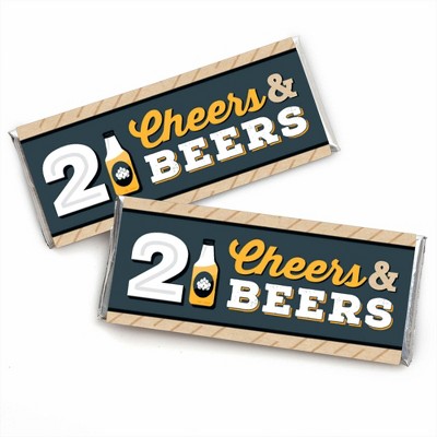 Big Dot of Happiness Cheers and Beers to 21 Years - Candy Bar Wrapper 21st Birthday Party Favors - Set of 24