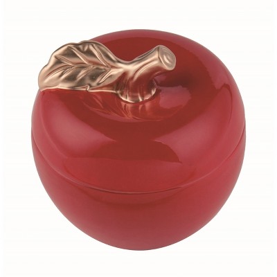 Transpac Ceramic Red Apple with Golden Stem Container Home Decoration 4.0 x 4.0 x 4.5 inch Spring Home Decorations