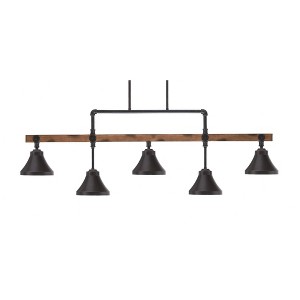 Toltec Lighting Portland 5 - Light Island Pendant Light in  Dark Granite with 7" Dark Granite Cone Metal Shade Shade - 1 of 1
