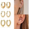 Gold Hoop Earrings Set for Women Trendy, 14K Gold Plated Lightweight Small Gold/Silver Hoop Earrings for Women Chunky Open - 4 of 4