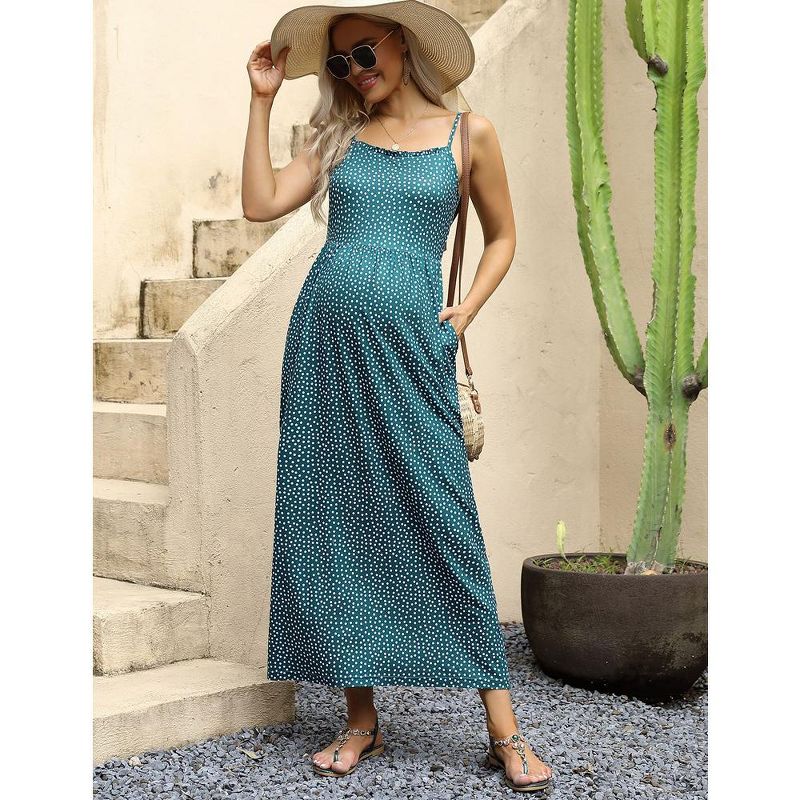 Women's Sleeveless Maternity Dress Spaghetti Strap Summer Casual Maxi Dress for Baby Shower or Daily Wear, 4 of 8