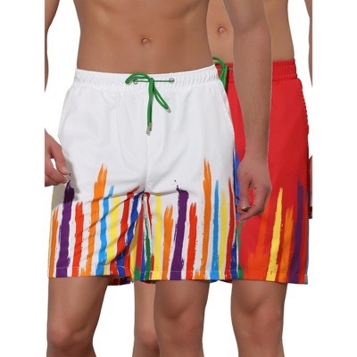 Lars Amadeus Men's Summer Lightweight Elastic Waist Colorful Printed Board Shorts 2 Pack
