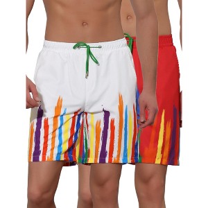Lars Amadeus Men's Summer Lightweight Elastic Waist Colorful Printed Board Shorts 2 Pack - 1 of 4
