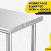 Stainless Steel Kitchen Cart, 48 x 24 x 35 inches Prep Table with Hooks and Adjustable Shelf - 3 of 4