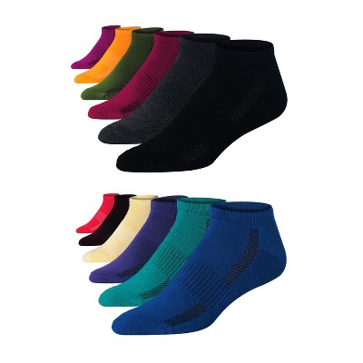 JAMES FIALLO Men's 12-Pairs Performance Low Cut Athletic Expressive Solid Chromatic Colors Sport Socks
