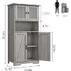 Freestanding Floor Linen Storage Cabinet with Glass Doors & Adjustable Shelves, Standing Cupboard for Bathroom, Kitchen, Living Room - 2 of 4