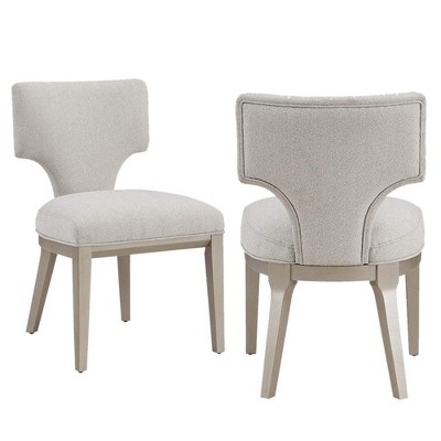 Royal Hampton 21 Inch Side Dining Chair Set of 2, Curved Backrest, Champagne Linen