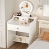Hyleory Small Make Up Vanity Desk with 15.7 Inch Round Mirror and Light, Two Drawers Included - 2 of 4