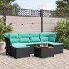 vidaXL 7 Piece Patio Sofa Set with Cushions - Black and Blue - 2 of 4