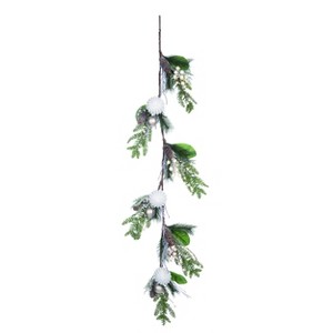 Transpac Foam 60 in. Green Christmas Pom-Pom with Bells Garland - 1 of 2