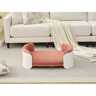 VisioGear Pet Beds, Cat Beds with Removable Mattress Cover, Pet Bed for Kitty, Puppy or Small Animal, Gray, White, 33.46"*20.07"*10.23"