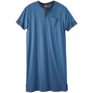 KingSize Short-Sleeve Jersey Henley Nightshirt - 1 of 4